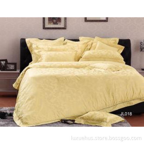 Curly Grass Yellow Luxury Bed Sets Silk Jacquard Comfortabl